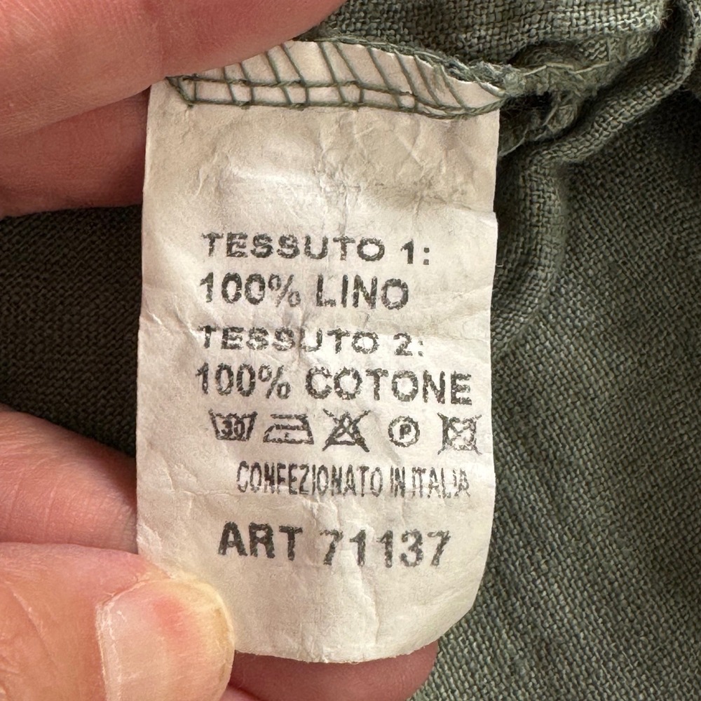 Made in Italy Size S Olive Green Linen Cotton Blend Maxi Skirt Lagenlook Pockets - Picture 4 of 6